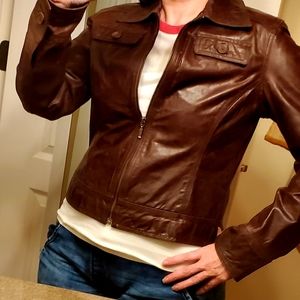 Brown leather jacket